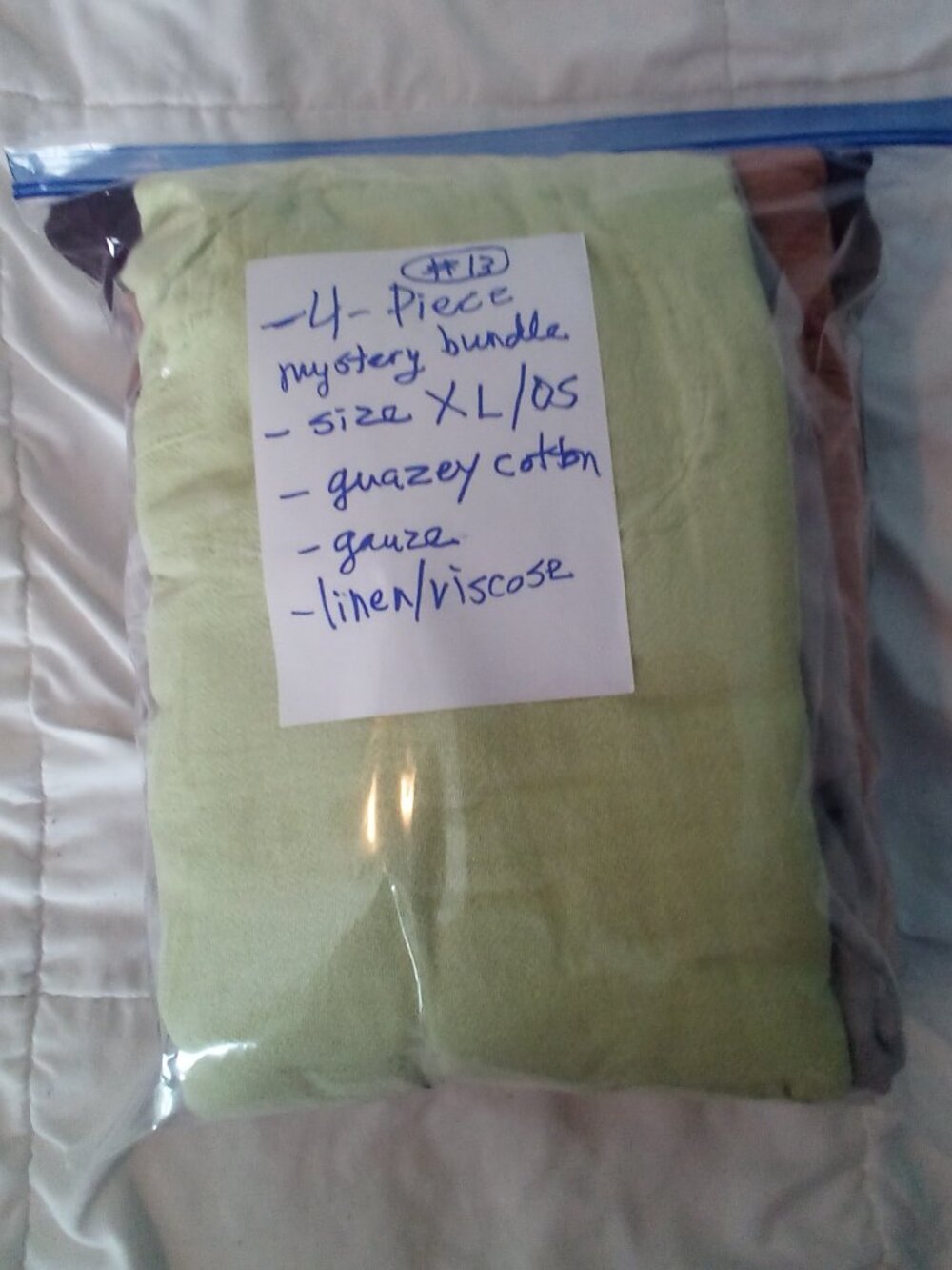 4-PIECE MYSTERY BUNDLE / SIZE XL + OS / GAUZE COTTON LINEN VISCOSE / LAGENLOOK